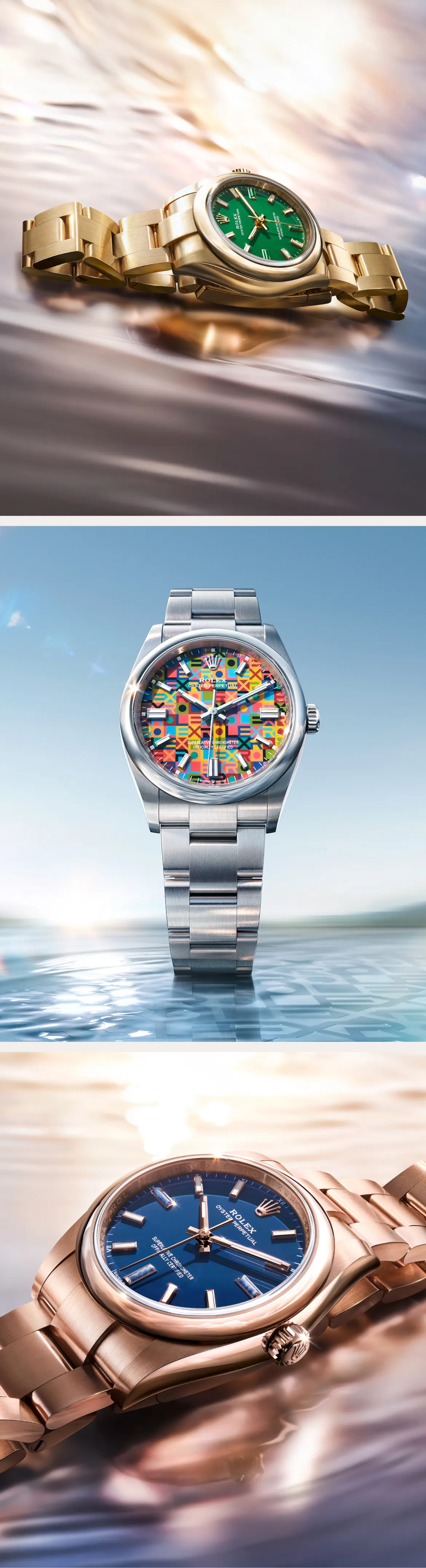 Oyster Perpetual si distingue grazie ai vari colori dei quadranti